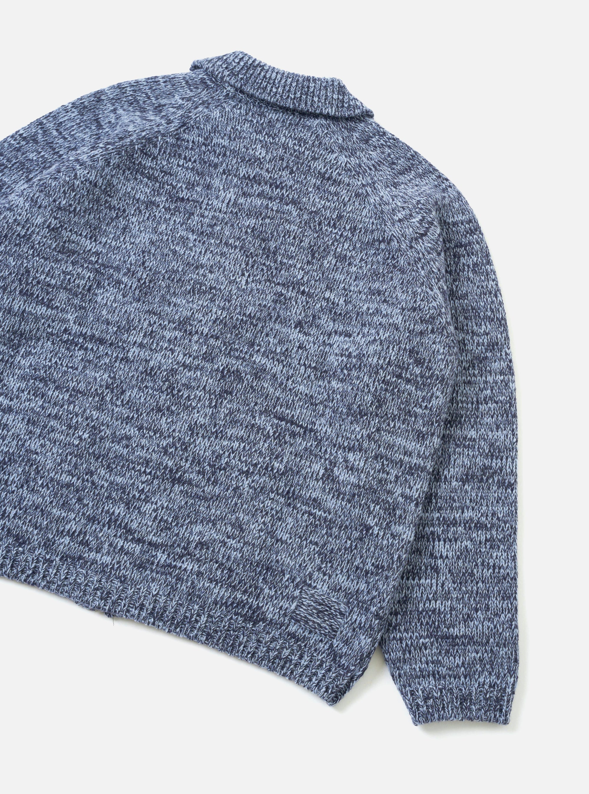 Sky/Navy Lambswool Zip Cardigan