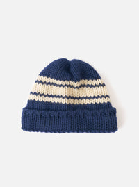 Navy Chunky Knit Stripe Lenny Hat
