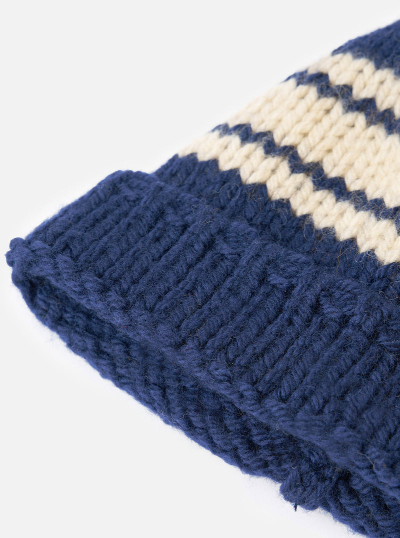 Navy Chunky Knit Stripe Lenny Hat