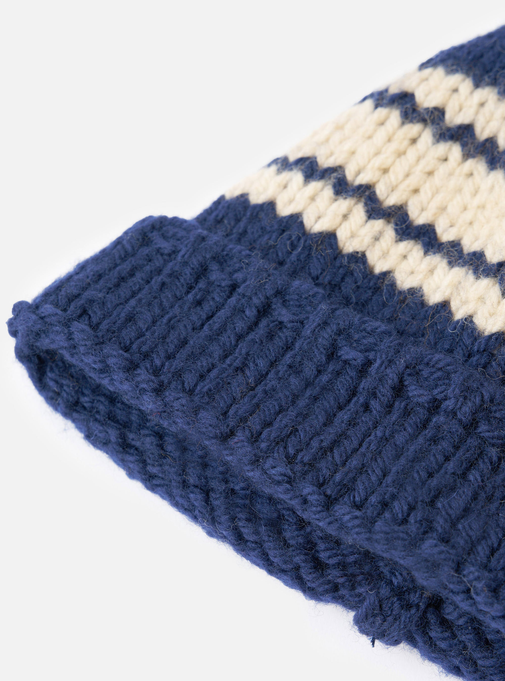 Navy Chunky Knit Stripe Lenny Hat