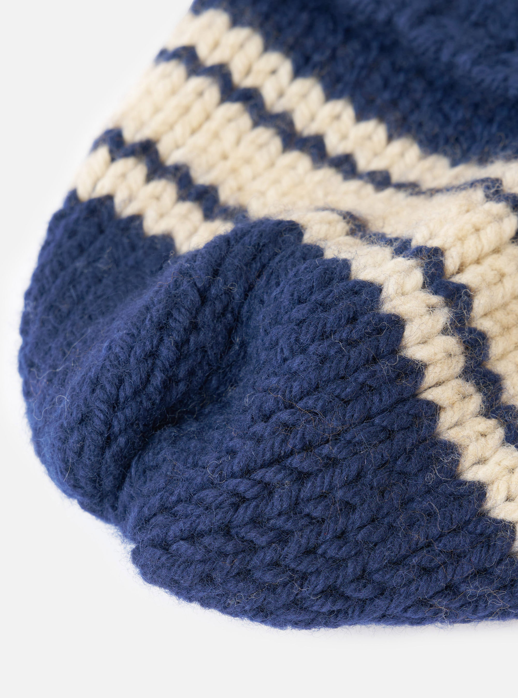 Navy Chunky Knit Stripe Lenny Hat
