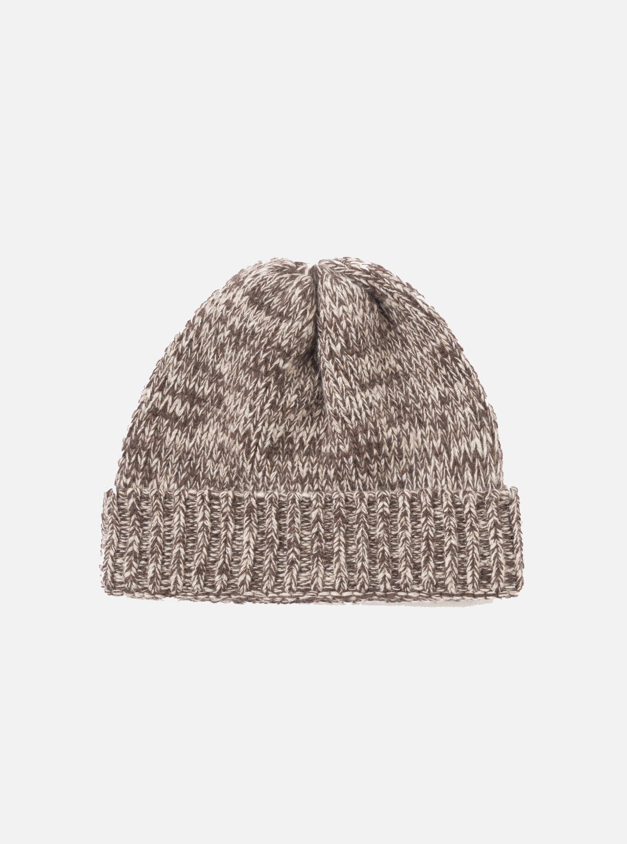 Ecru/Brown Lambswool Watch Cap