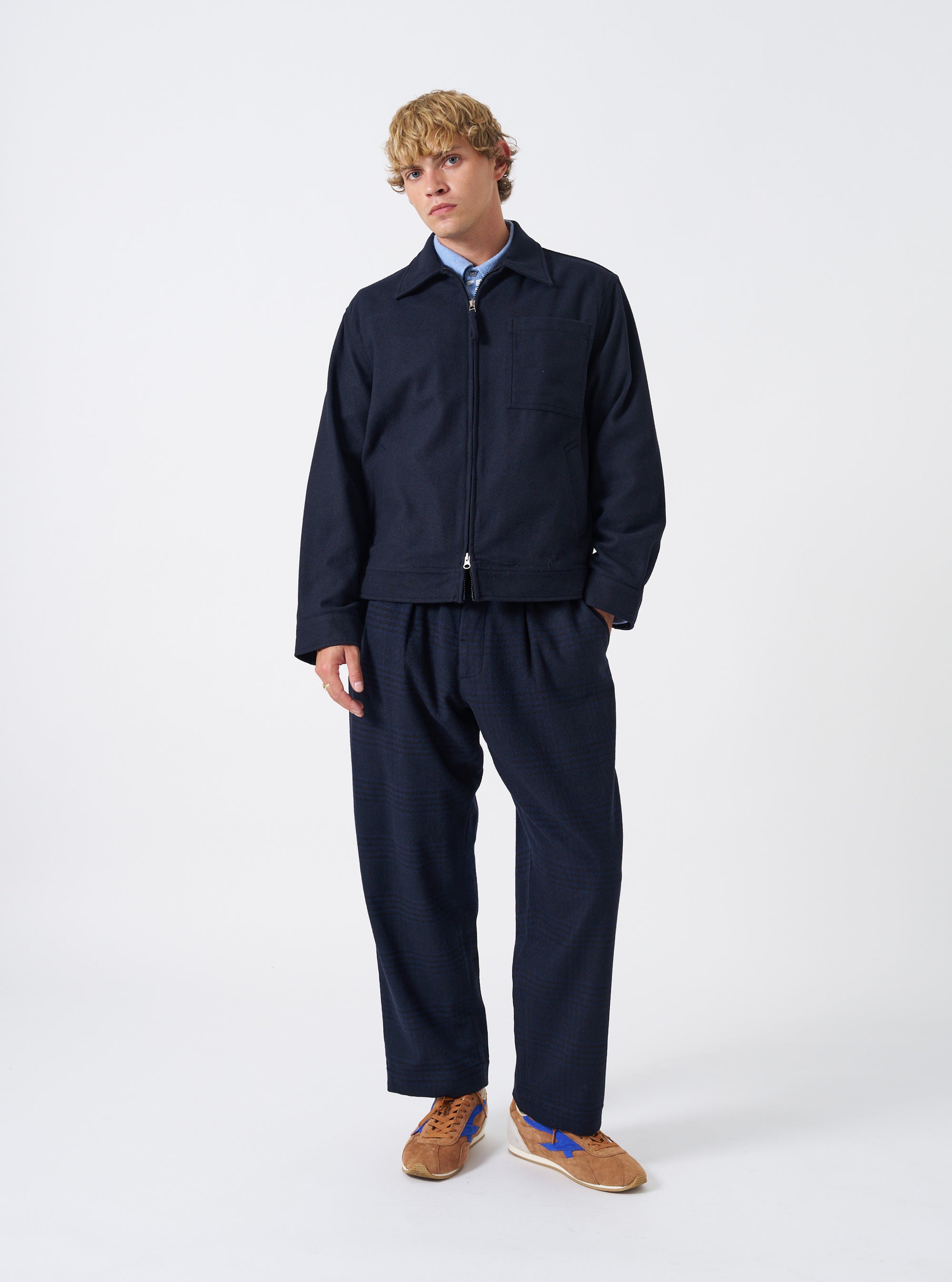Dark Navy Dublin Wool Mix Rose Bowl Jacket