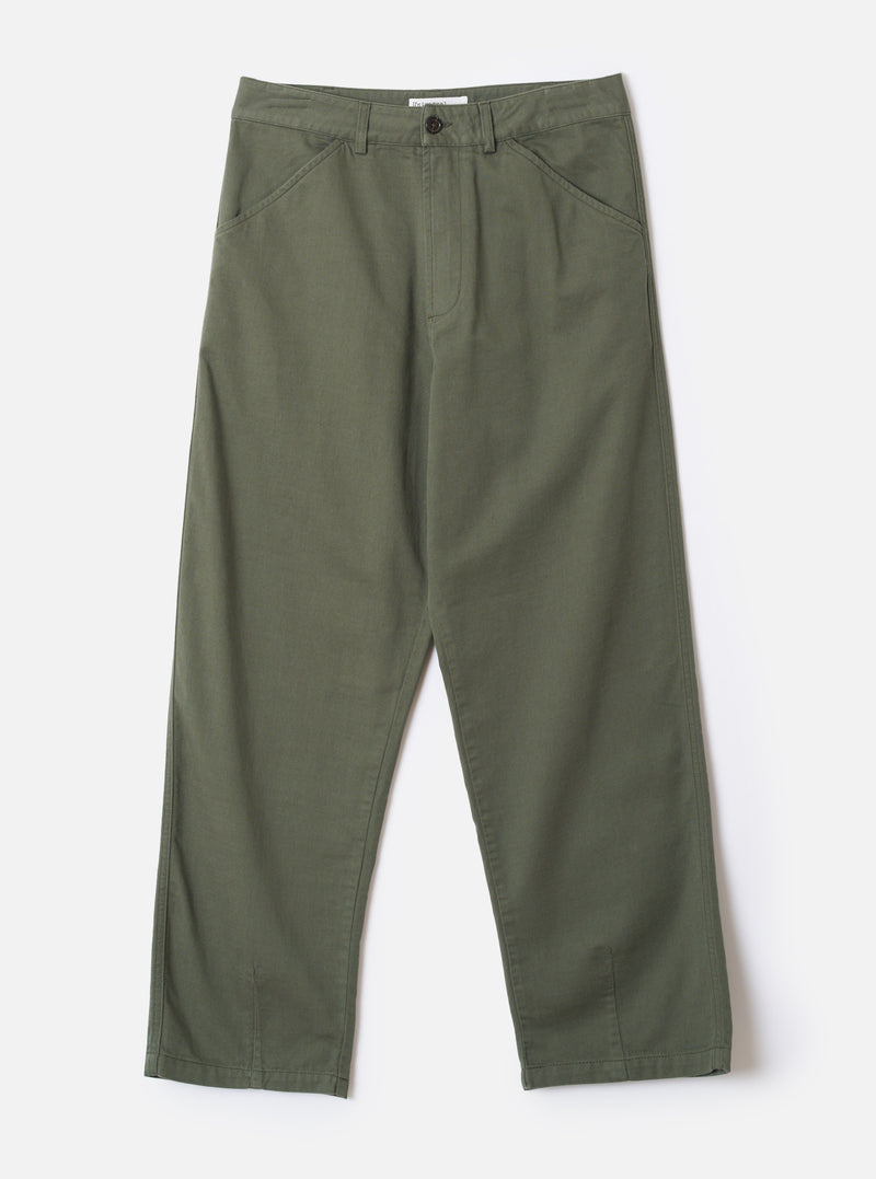 Olive Slub Sateen Utility Pant