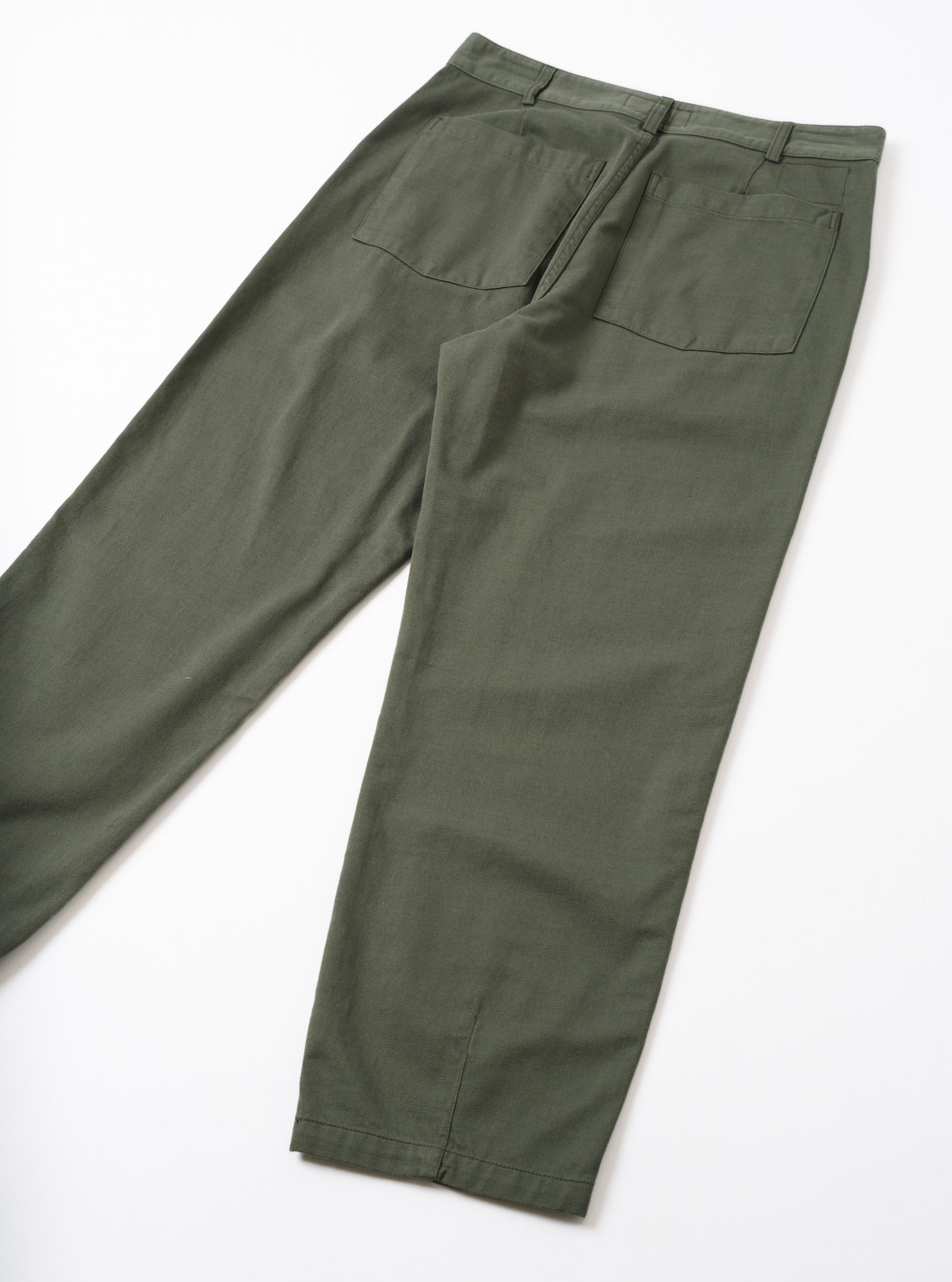 Olive Slub Sateen Utility Pant