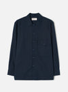 Navy Slub Sateen Fatigue Shirt