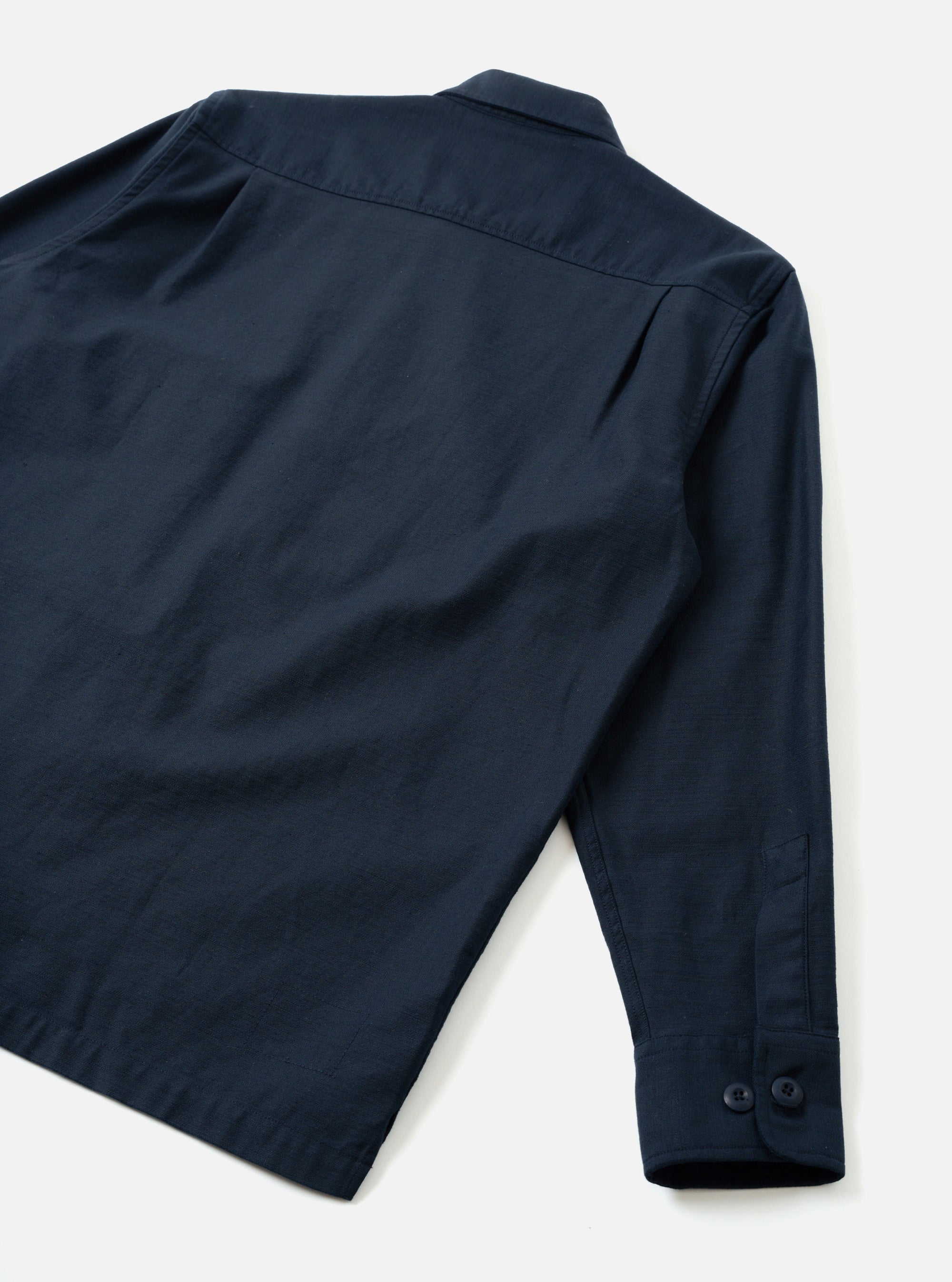 Navy Slub Sateen Fatigue Shirt