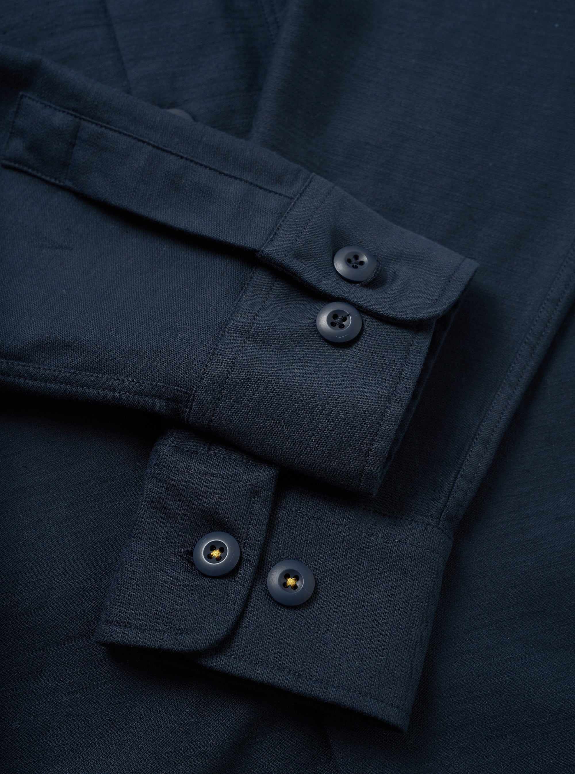 Navy Slub Sateen Fatigue Shirt