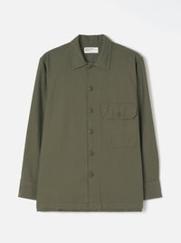 Olive Slub Sateen Fatigue Shirt