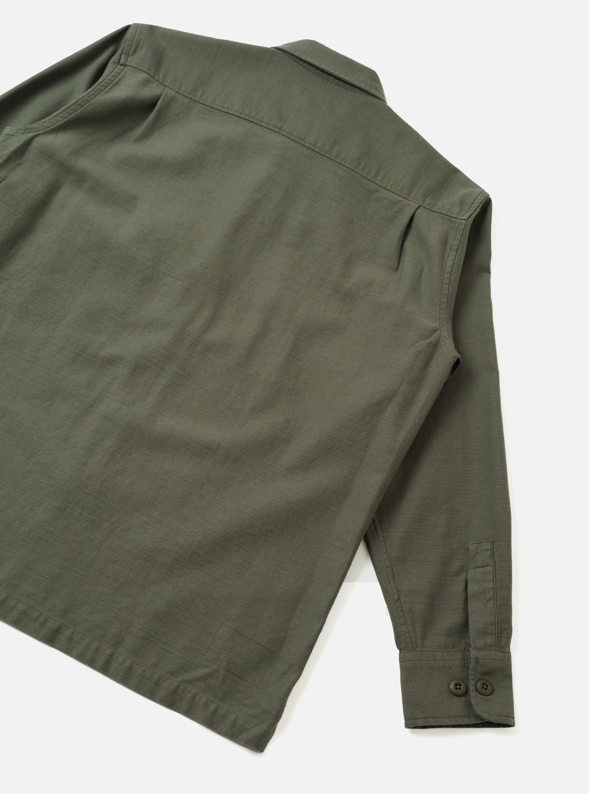 Olive Slub Sateen Fatigue Shirt
