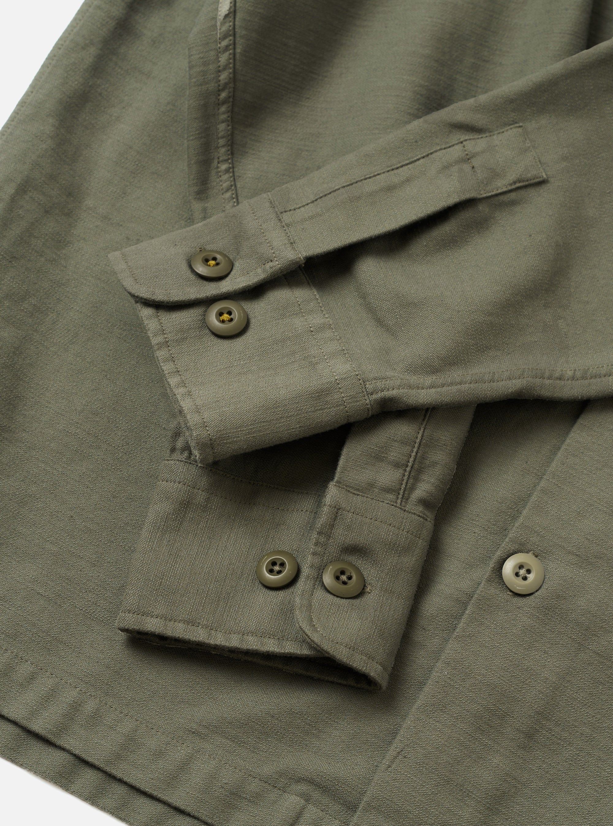 Olive Slub Sateen Fatigue Shirt