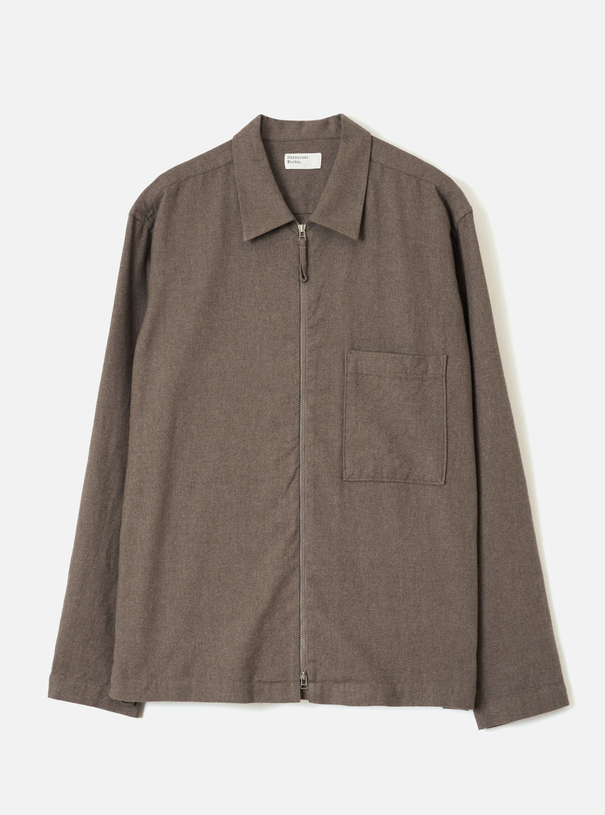 Brown Monty Cotton Tencel Zip Shirt