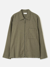 Olive Monty Cotton Tencel Zip Shirt