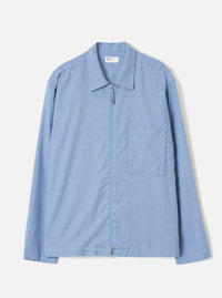 Sky Blue Monty Cotton Tencel Zip Shirt
