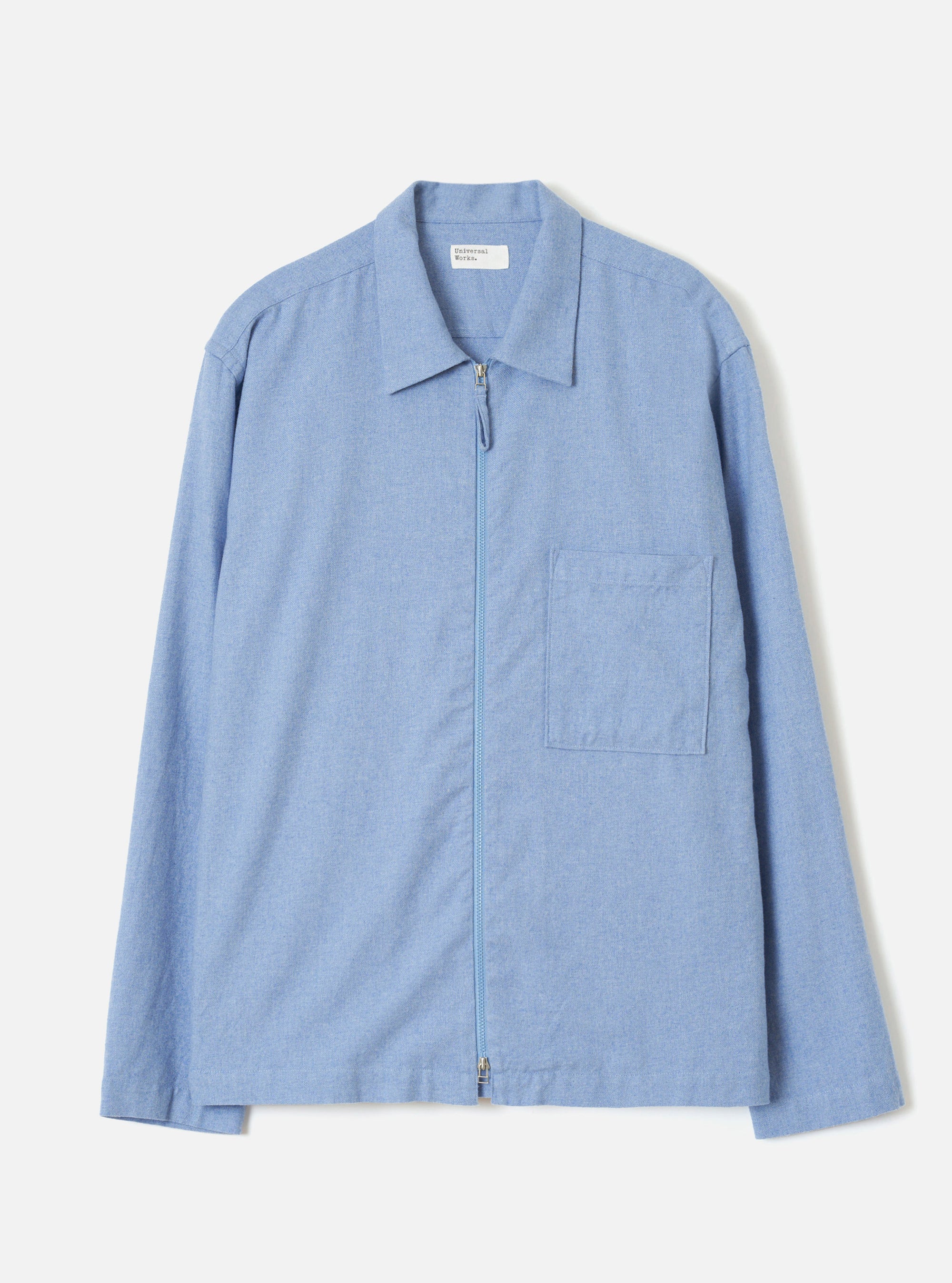 Sky Blue Monty Cotton Tencel Zip Shirt