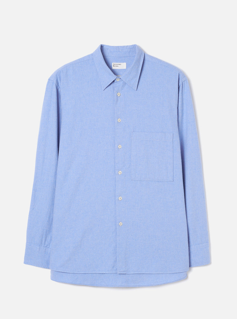 Blue Brushed Flannel Square Pocket Shirt