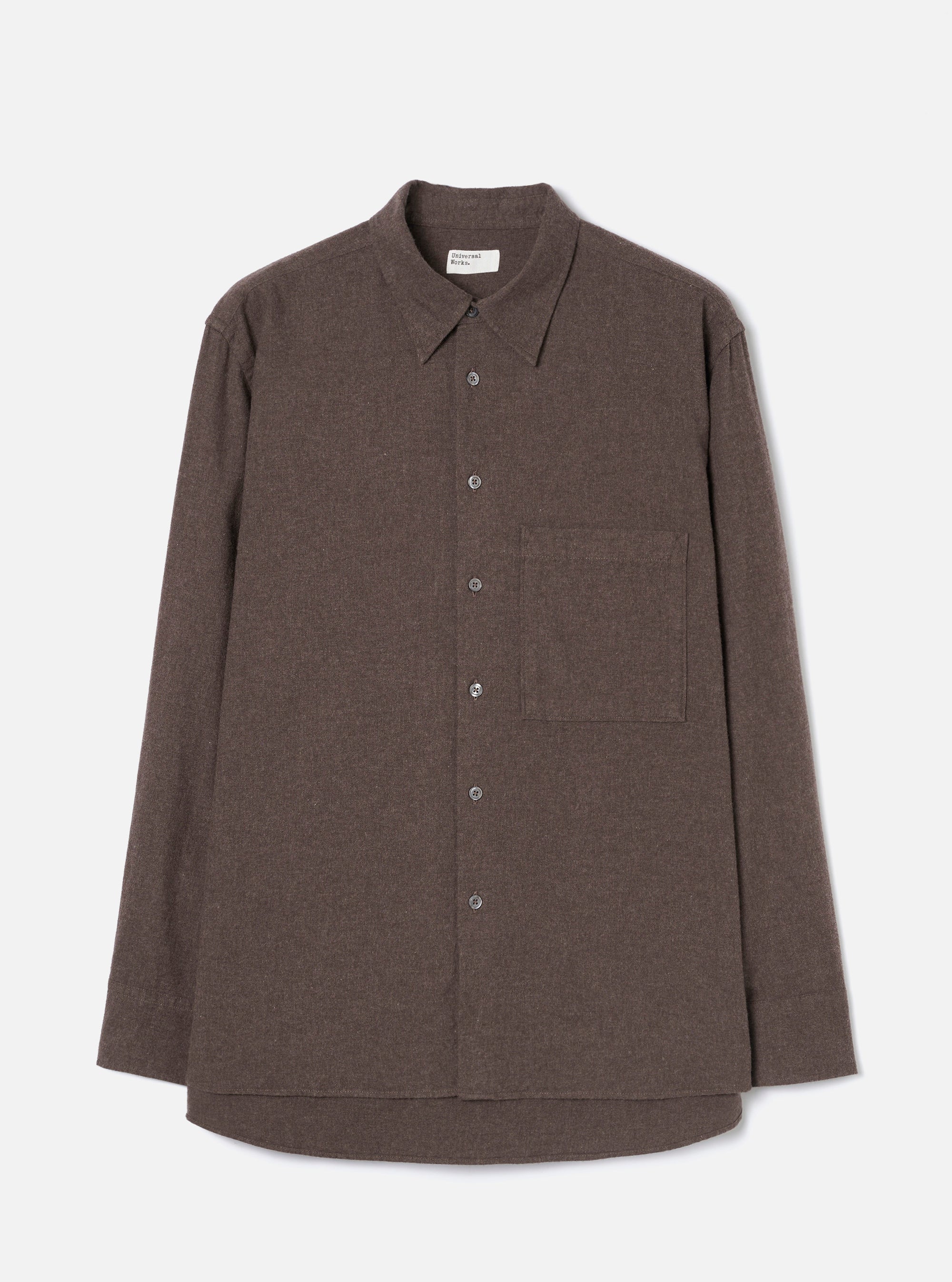 Brown Brushed Flannel Square Pocket Shirt