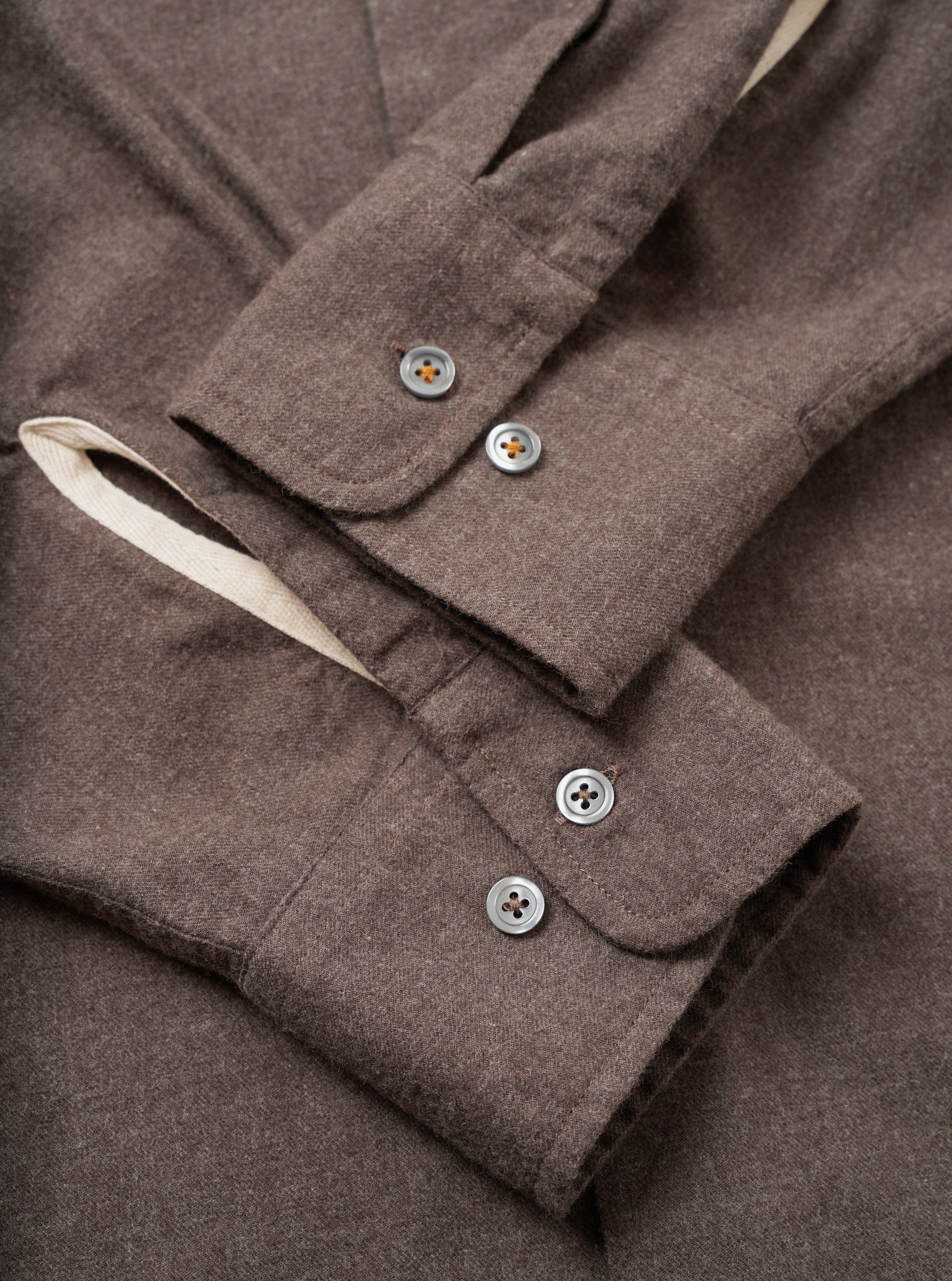 Brown Brushed Flannel Square Pocket Shirt