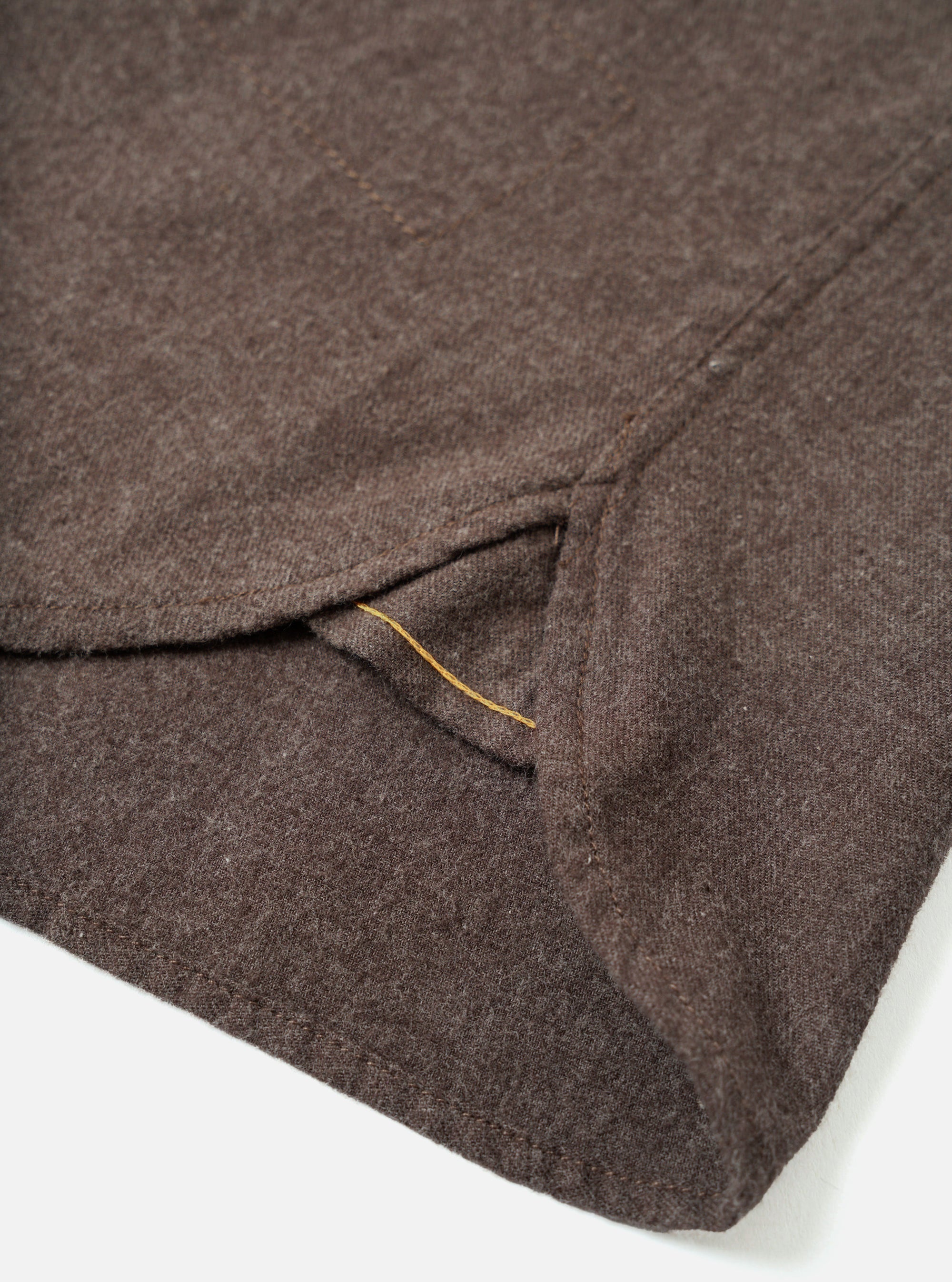 Brown Brushed Flannel Square Pocket Shirt