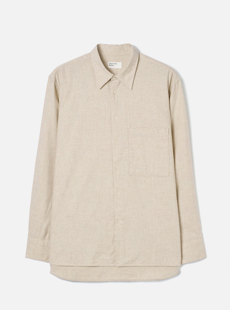 Ecru Brushed Flannel Square Pocket Shirt