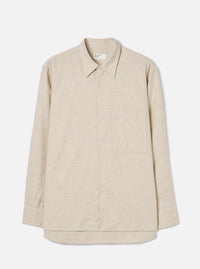 Ecru Brushed Flannel Square Pocket Shirt