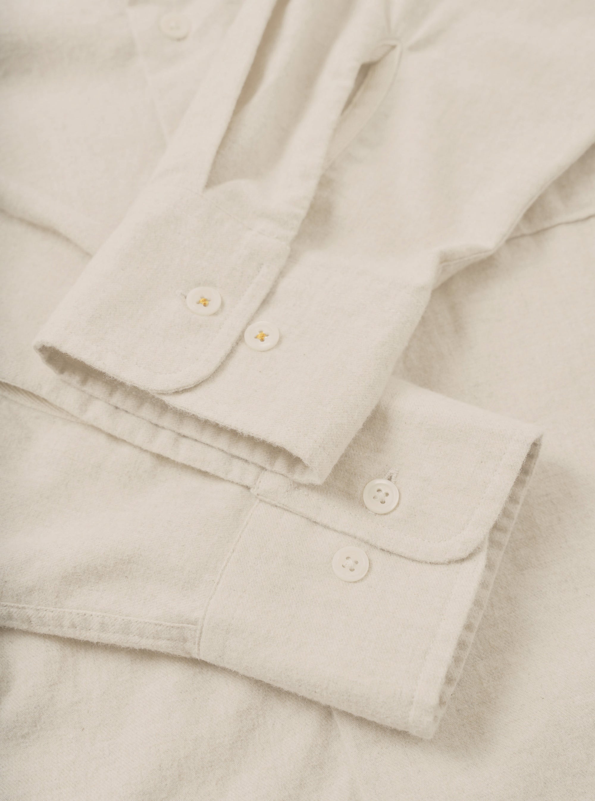 Ecru Brushed Flannel Square Pocket Shirt