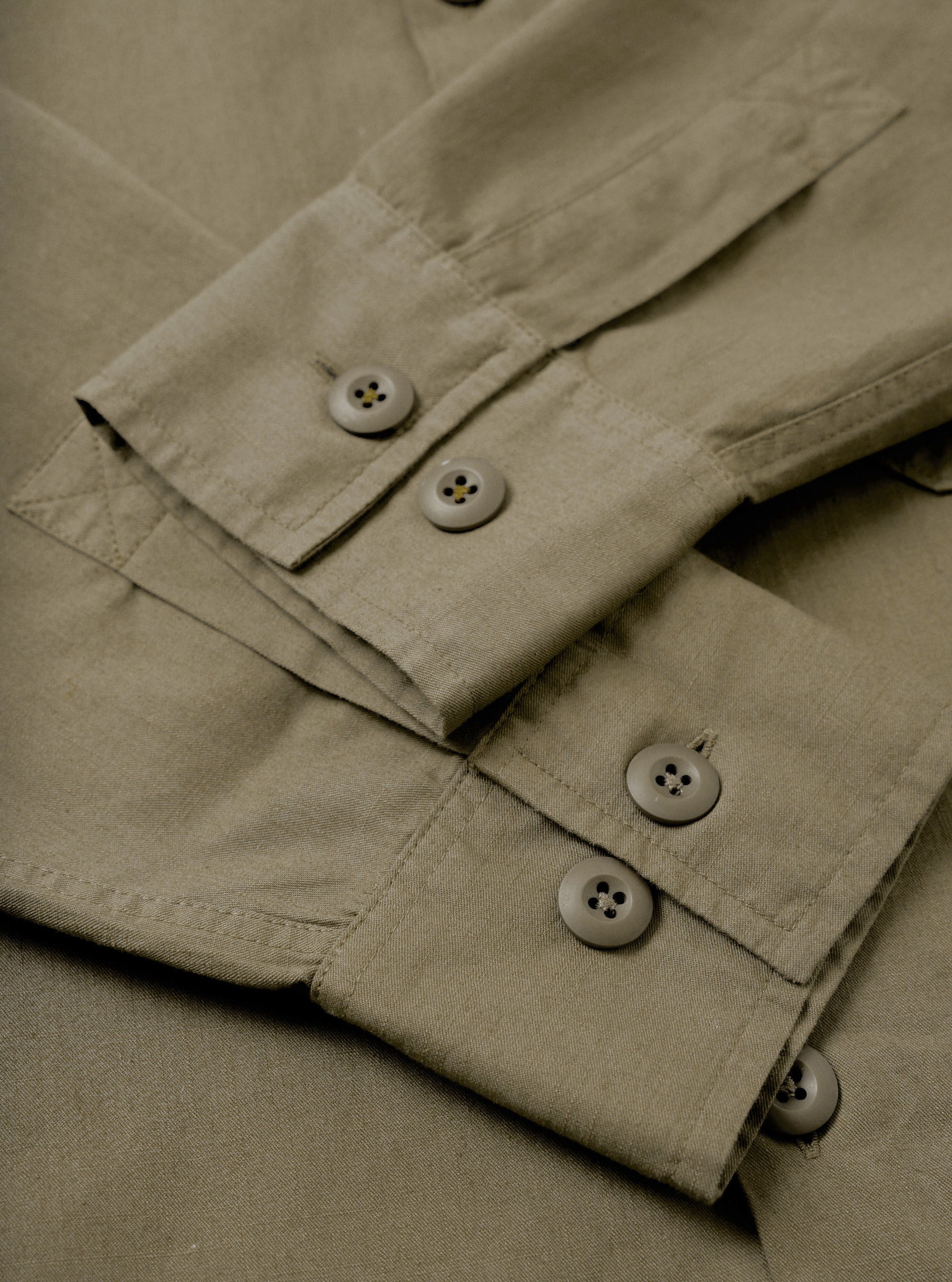 Olive Slub Shirting Fatigue Shirt