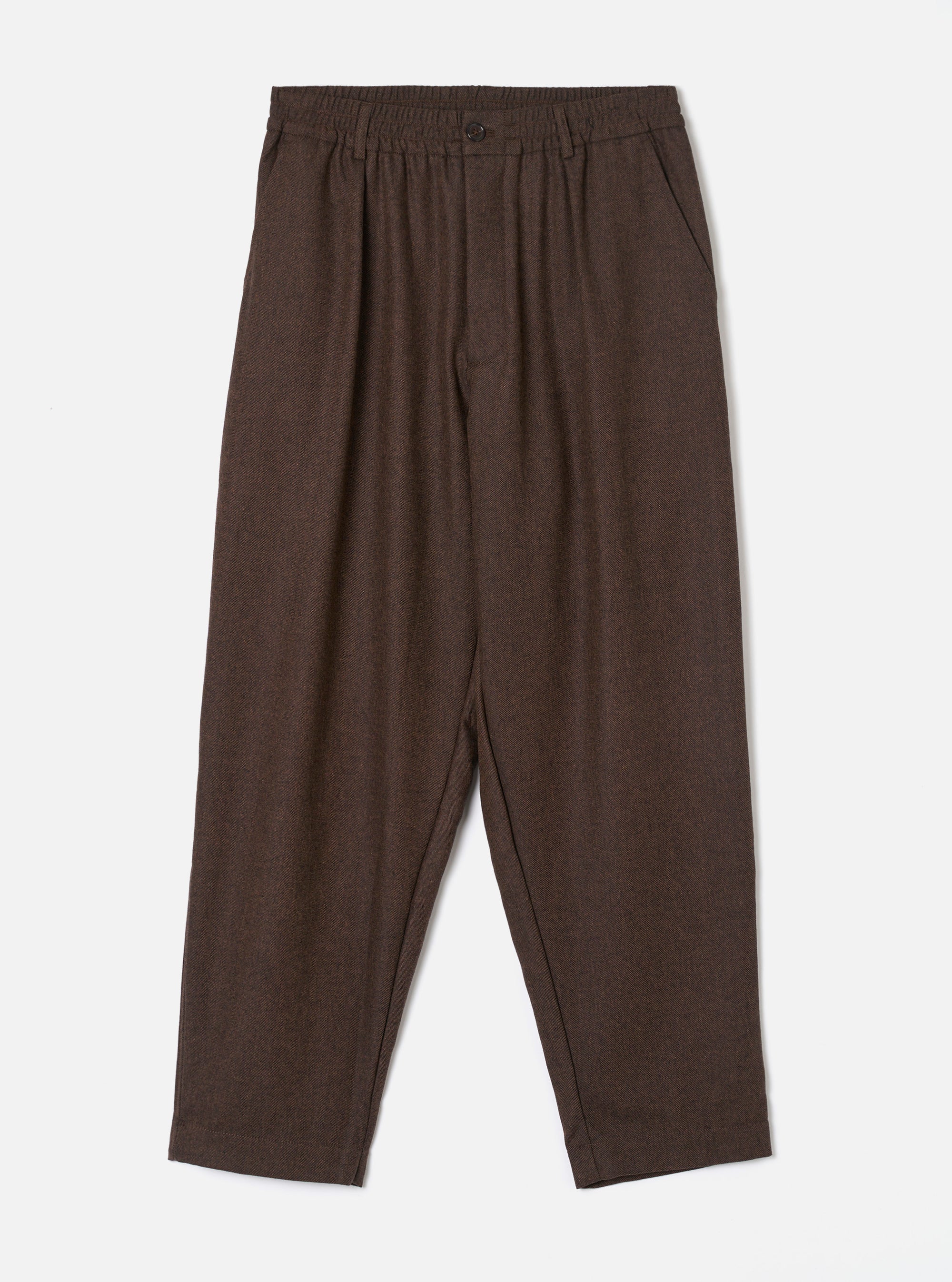 Brown Recycled Italian Tweed Pleated Track Pant
