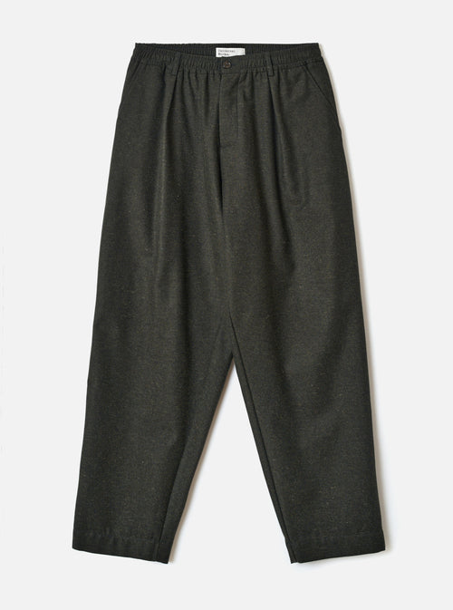 Olive Recycled Italian Tweed Pleated Track Pant