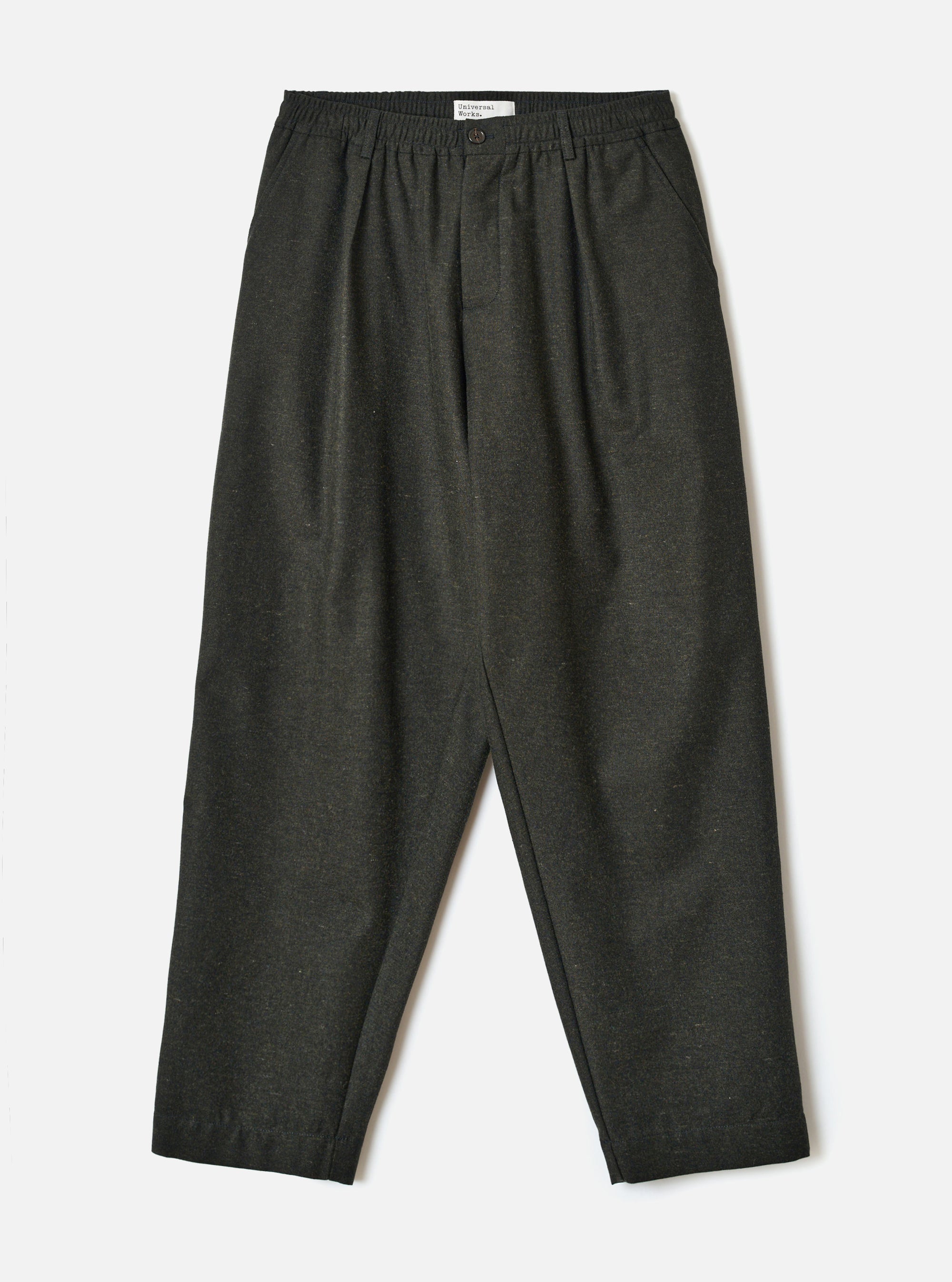 Olive Recycled Italian Tweed Pleated Track Pant