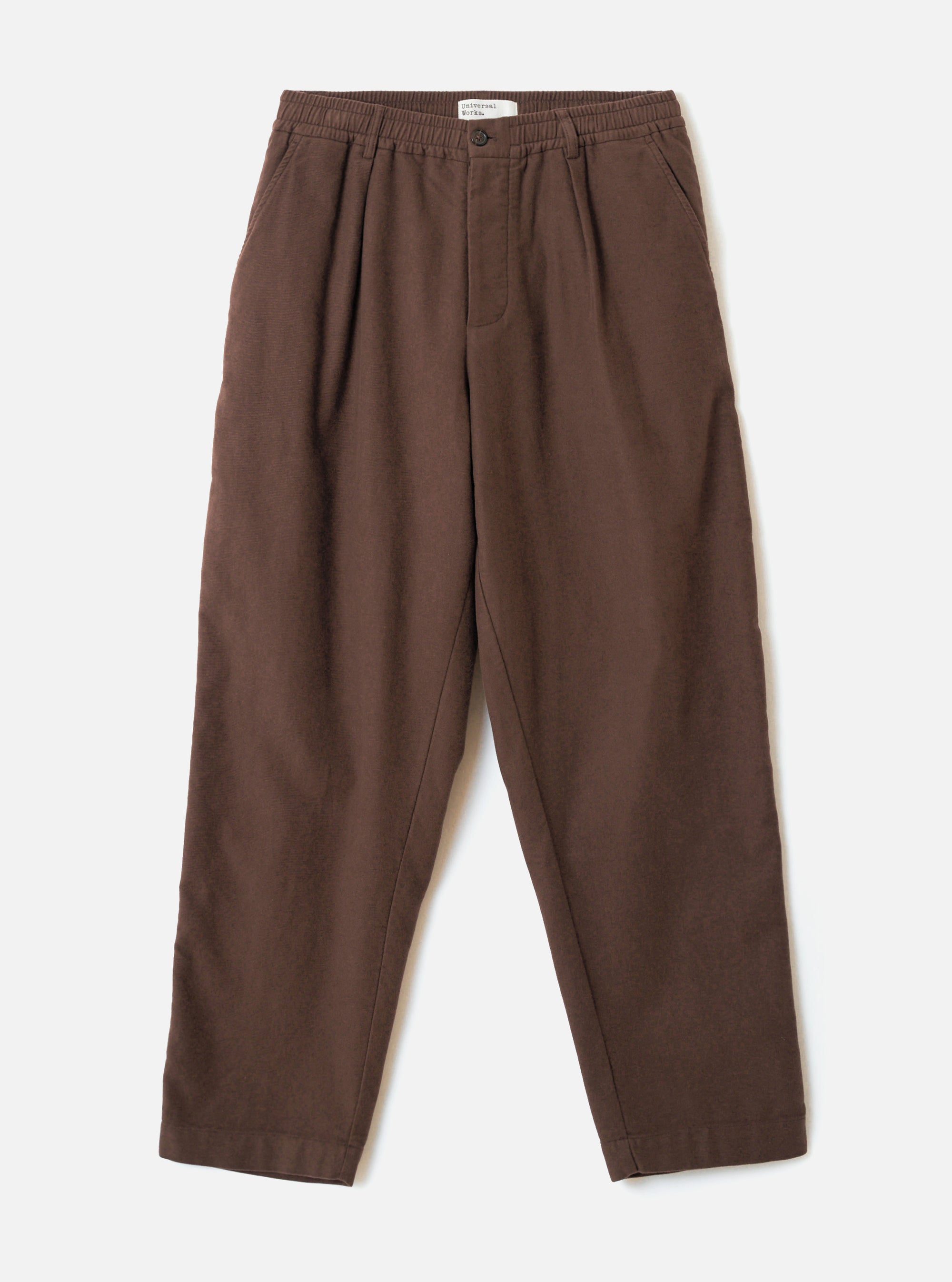 Brown Comfort Moleskin Pleated Track Pant