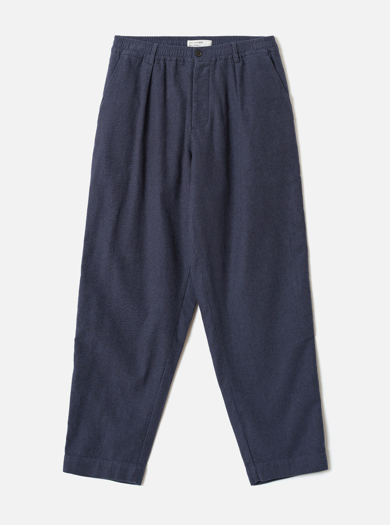Navy Comfort Moleskin Pleated Track Pant