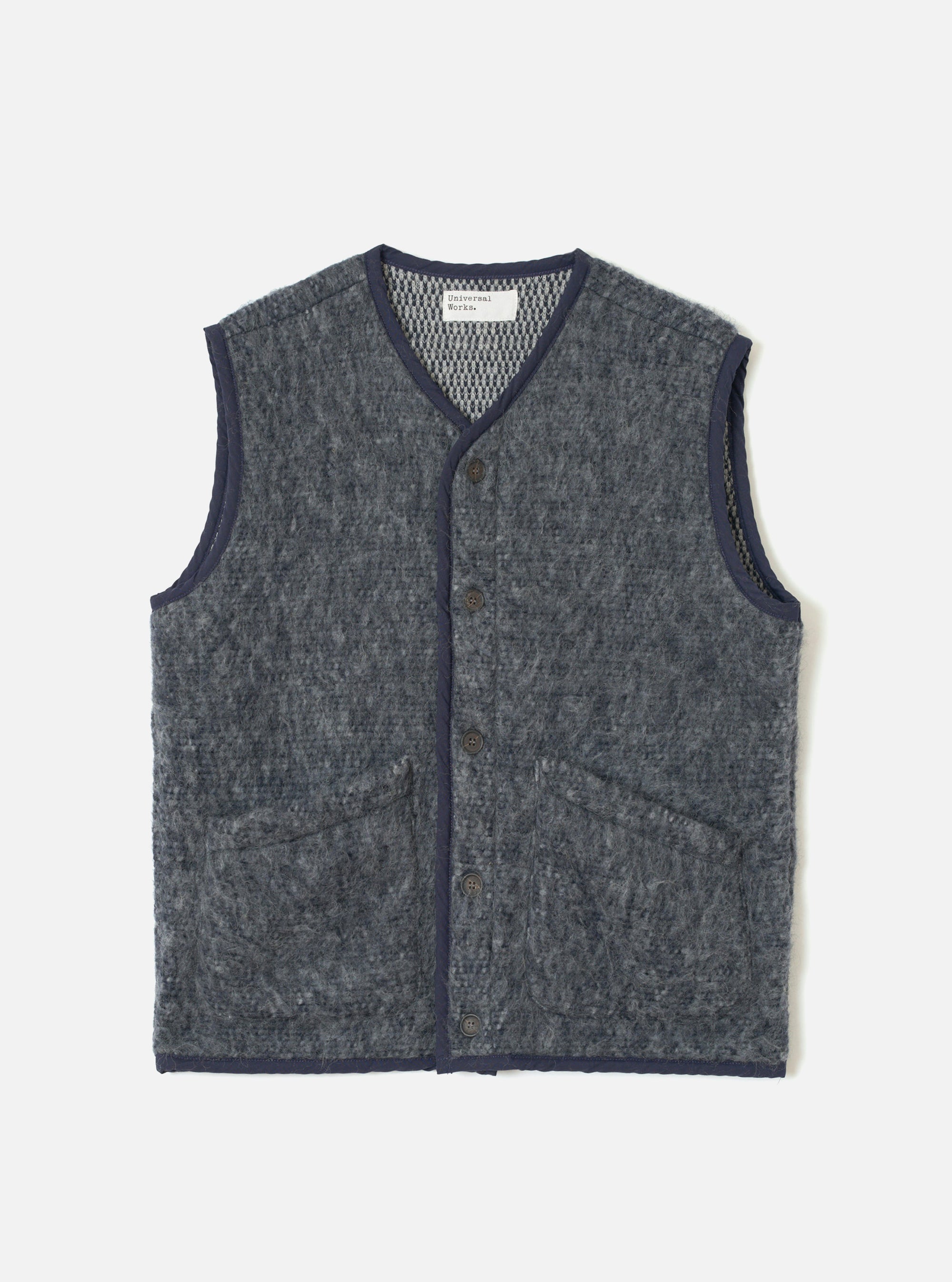 Navy/Pale Grey Losso Mohair Mix Lancaster Gilet