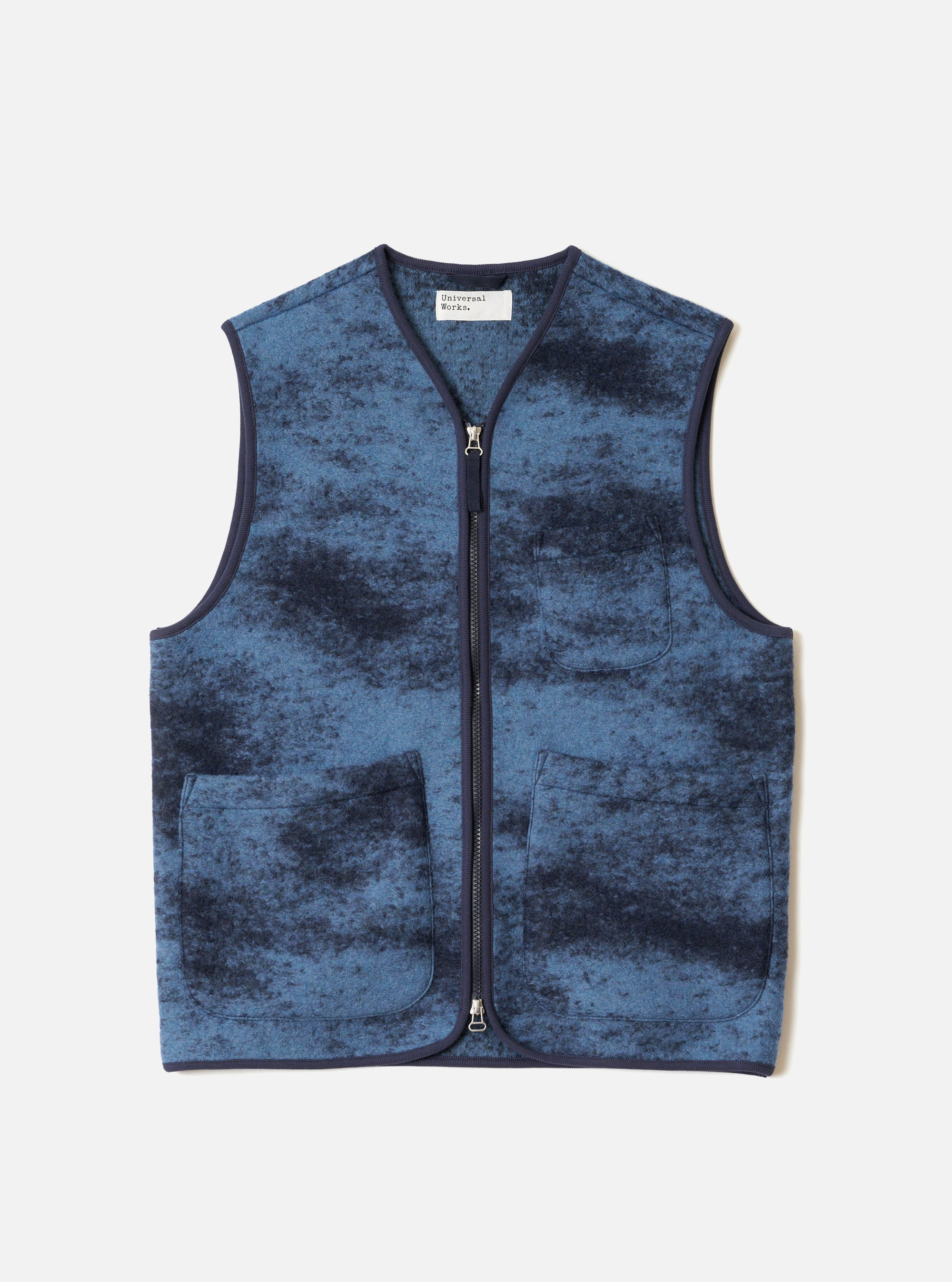Blue Cloud Camo Knit Zip Gilet