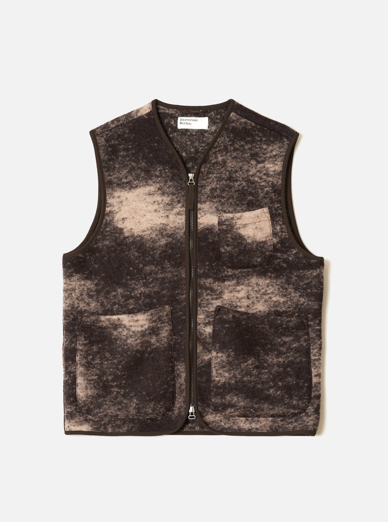 Brown Cloud Camo Knit Zip Gilet