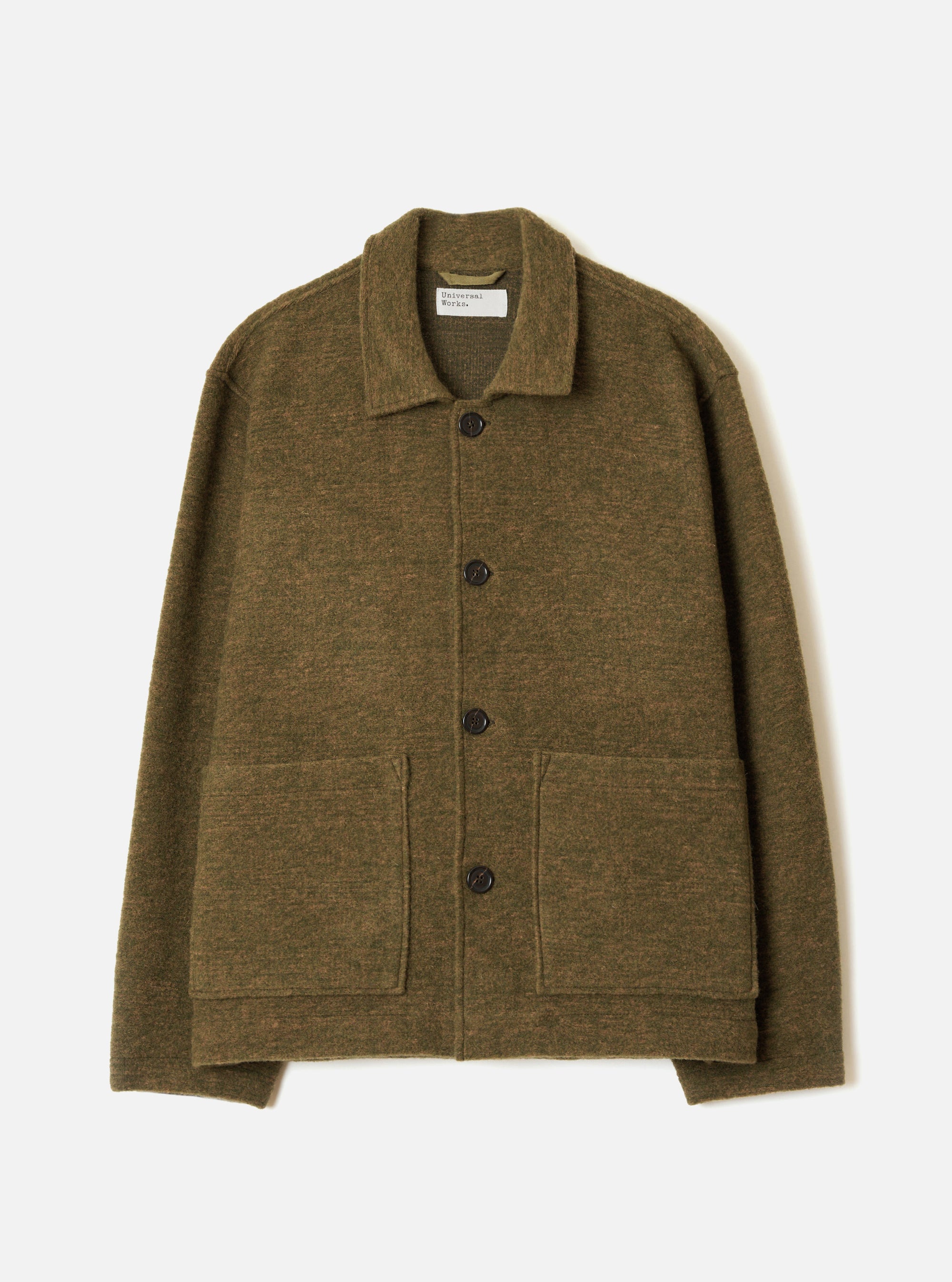 Olive Wool Mix Knit Rams Jacket