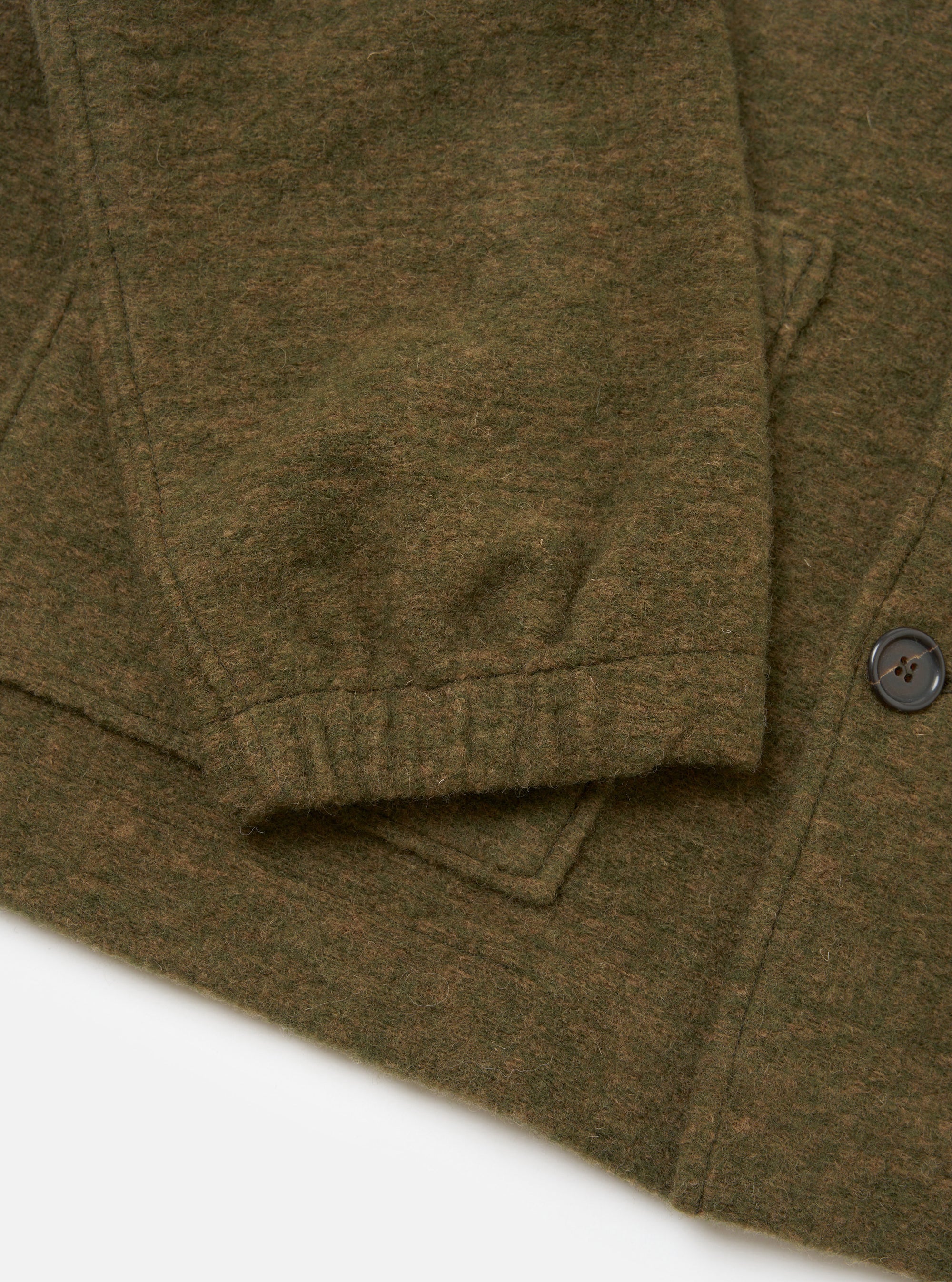Olive Wool Mix Knit Rams Jacket