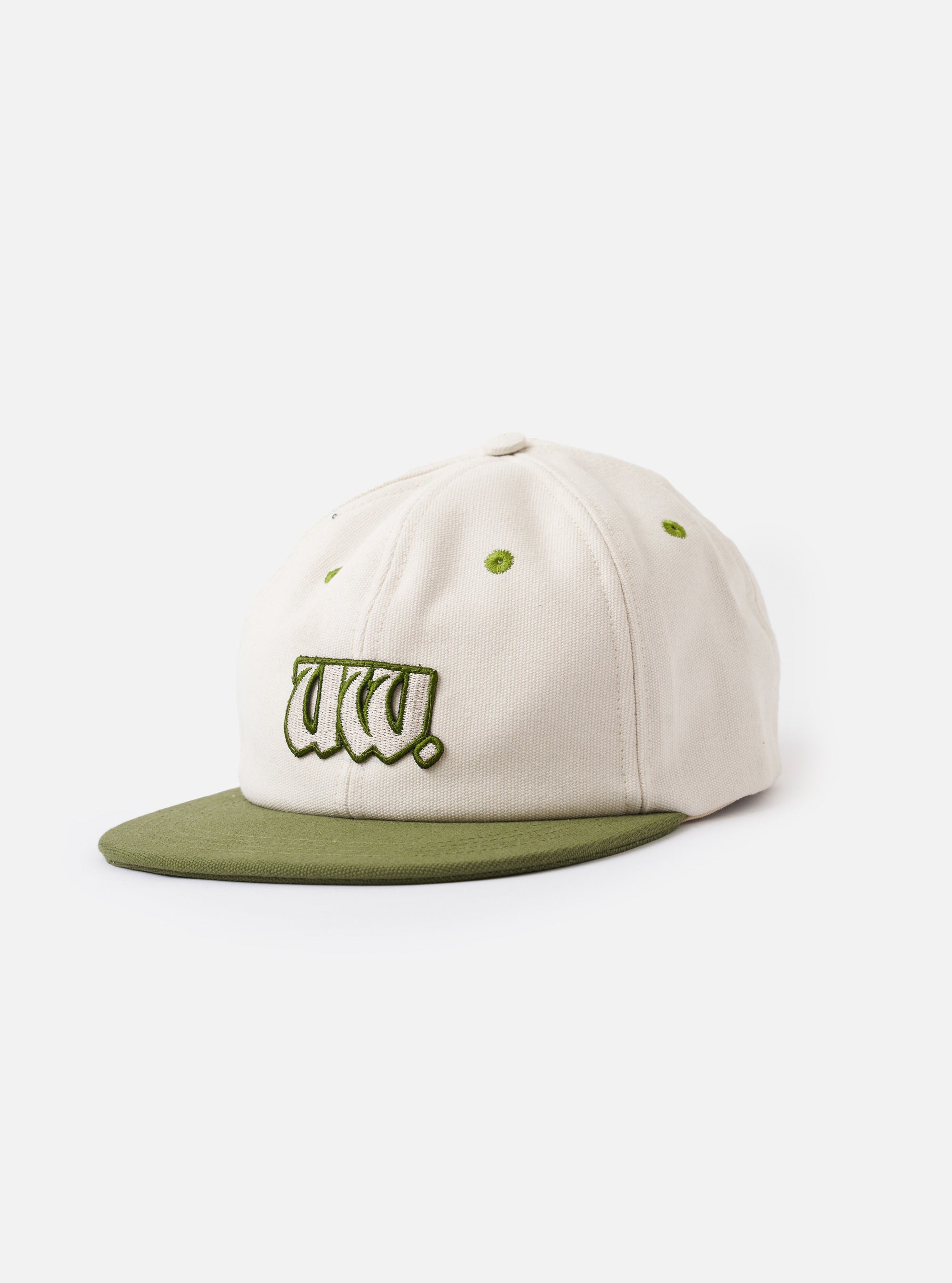 Ecru/Olive Canvas Baseball Hat