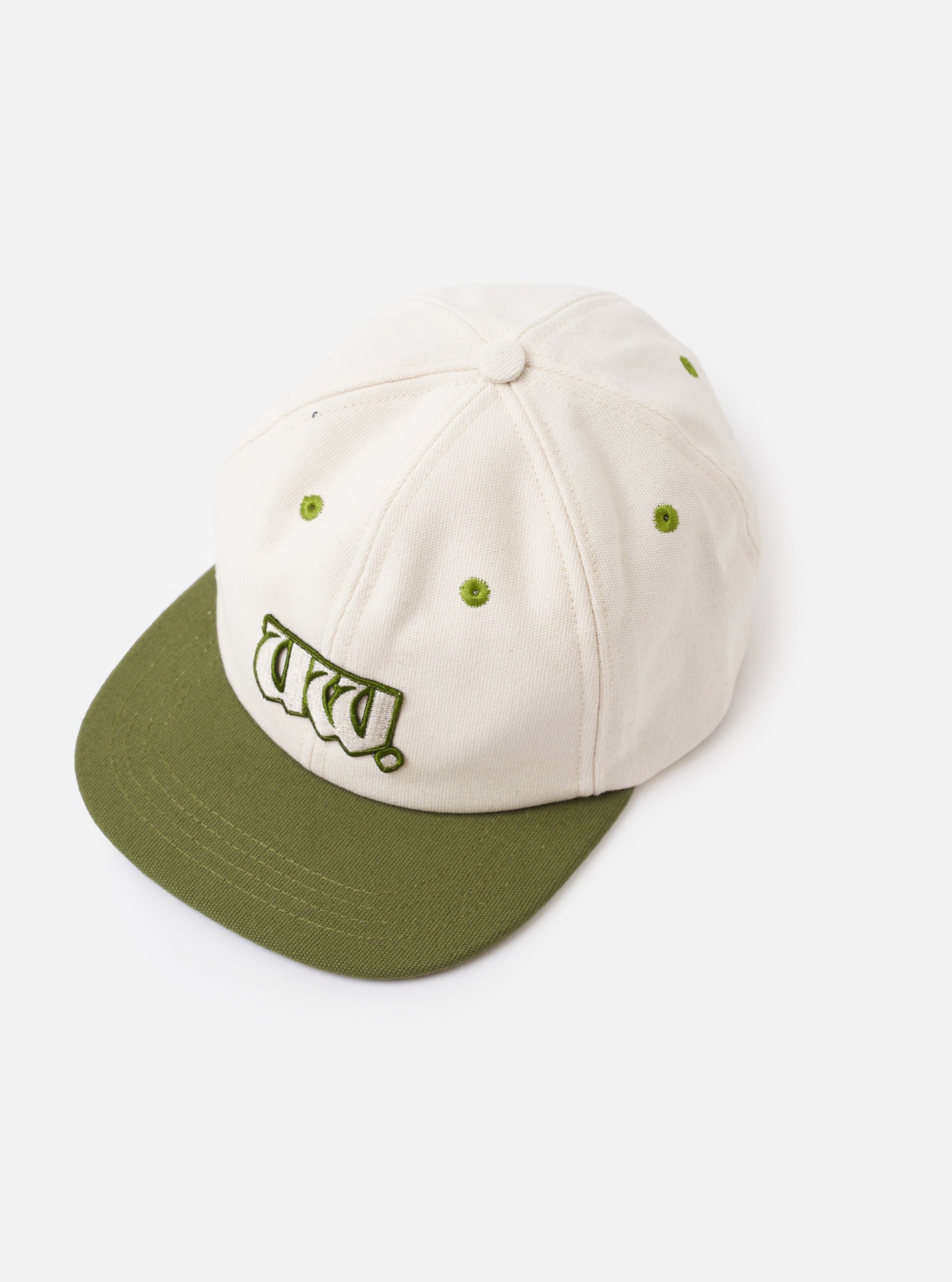 Ecru/Olive Canvas Baseball Hat