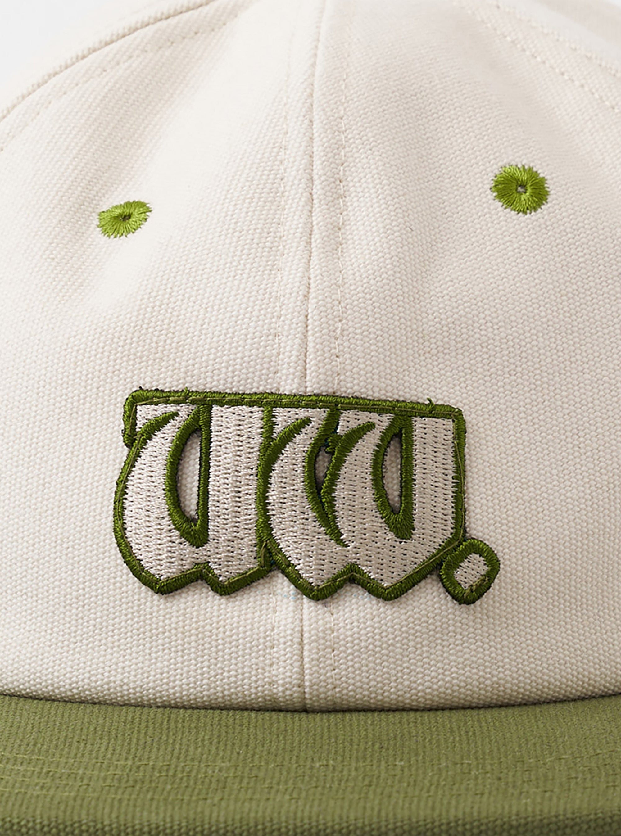 Ecru/Olive Canvas Baseball Hat