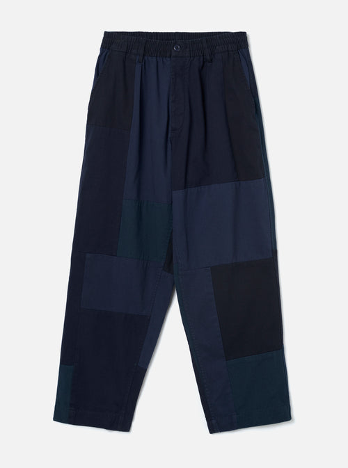 Navy Patchwork Twill Oxford Pant