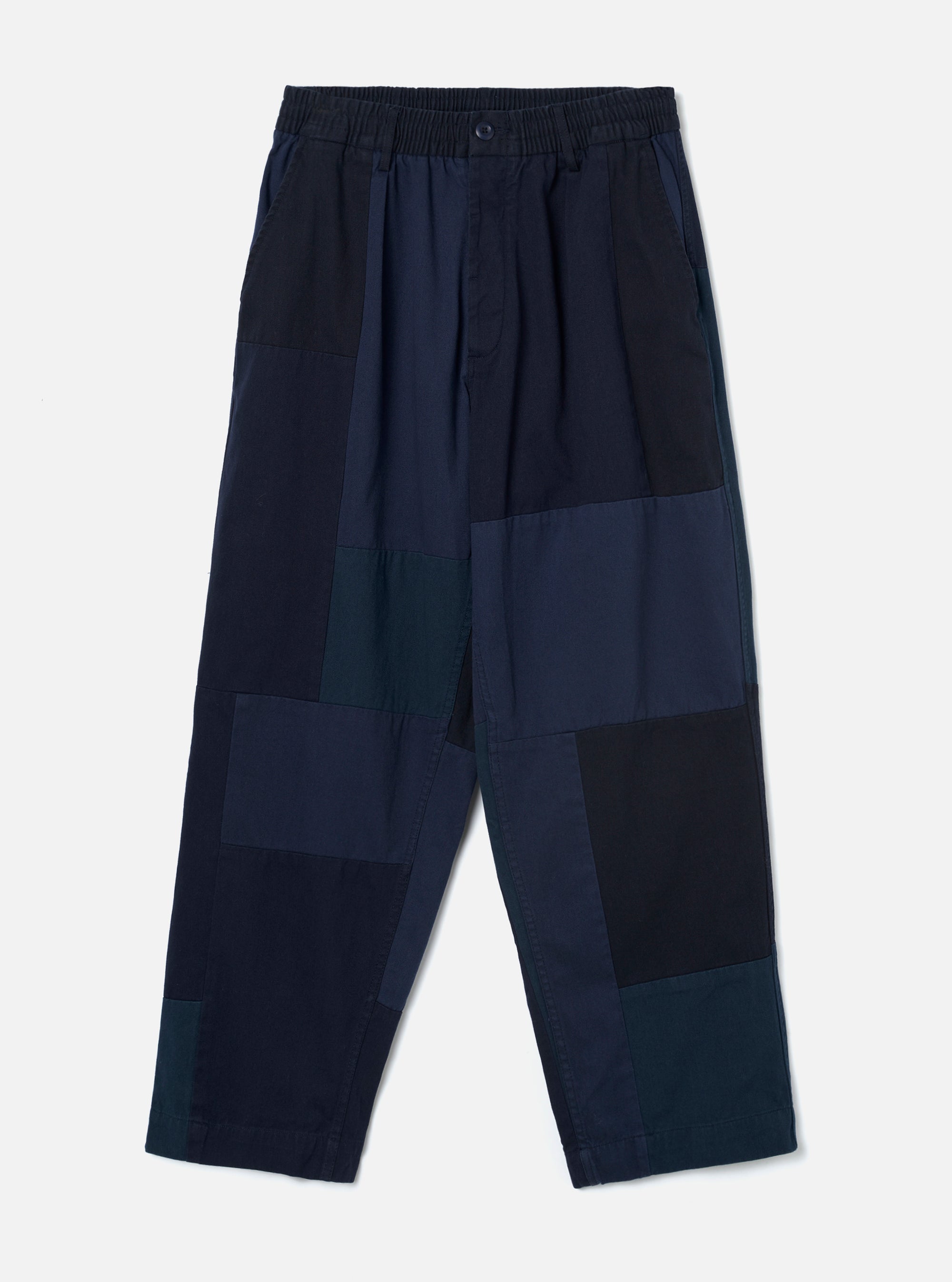Navy Patchwork Twill Oxford Pant