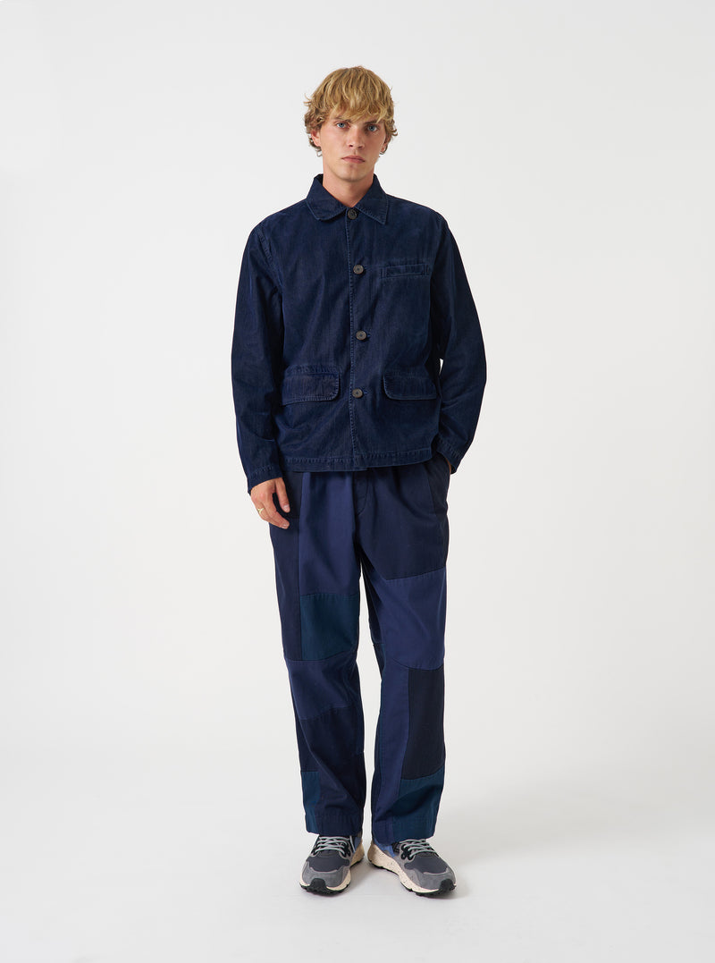 Navy Patchwork Twill Oxford Pant