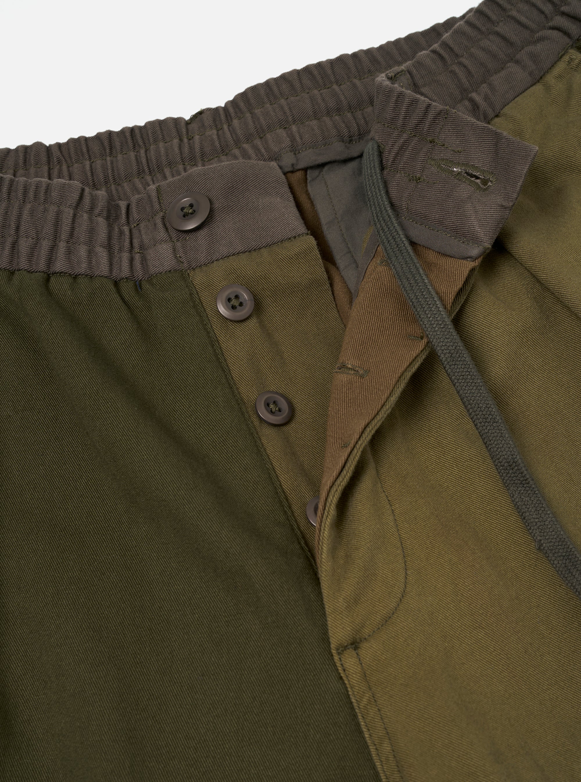 Olive Patchwork Twill Oxford Pant