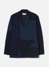 Navy Patchwork Twill Three Button Jacket