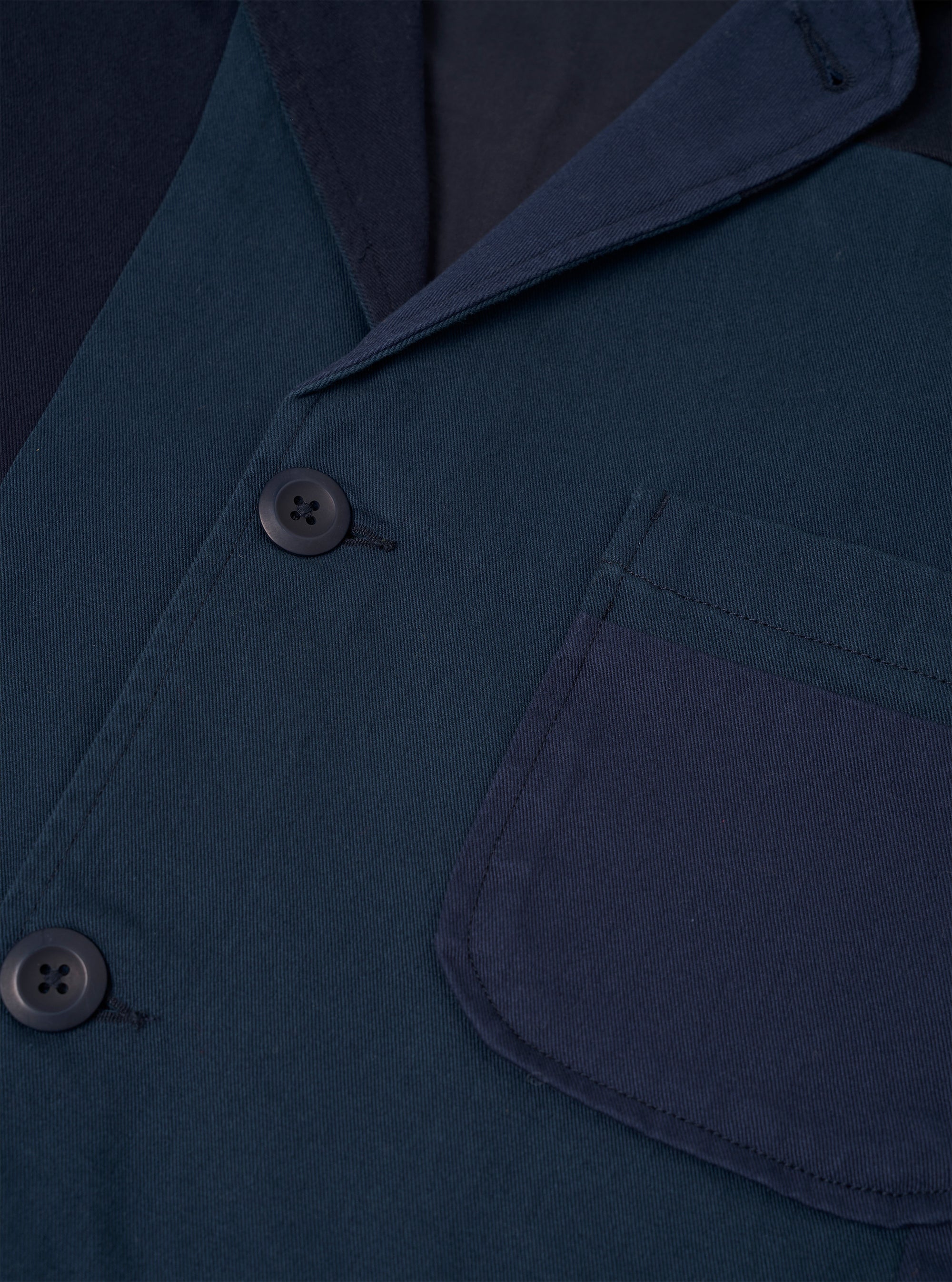 Navy Patchwork Twill Three Button Jacket