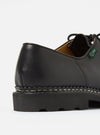 Close-up of a Paraboot Black Leather Michael Marche II shoe on a white background. The black leather and thick sole are clearly visible.