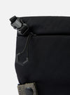 Close-up of the F/CE.® Black Nylon Textured Twill Drawstring Sacoche. Shows the black textured nylon, drawstring detail, and buckle against a white background.