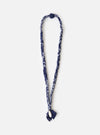 Hanami of Rome Blue/White Turquoise Pendant Bandana Necklace No.51 on a white background. The necklace is made of braided blue and white fabric with a turquoise pendant.