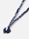Close-up of the Hanami of Rome Blue/White Turquoise Pendant Bandana Necklace No.51 on a white background. The necklace features a blue and white braided band and a turquoise pendant.